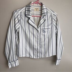 Gilly Hicks by Hollister Blue Striped Sleep Shirt Soft Satin Size Small EUC
